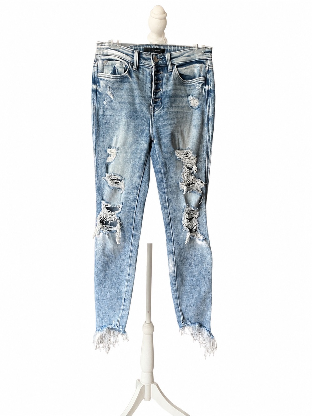 Flying Monkey Light Blue Distressed Ankle Jeans